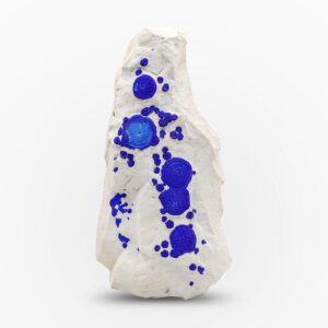 Blue Azurite sun crystals on creamy white Kaolinite