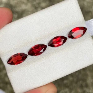 3.98 carats Deep Red Garnet Gems Set Marquise Cut African Gemstones
